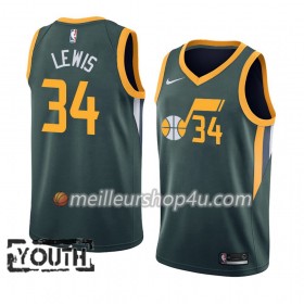 Maillot Basket Enfant Utah Jazz Trey Lewis 34 2018-19 Nike Vert Swingman